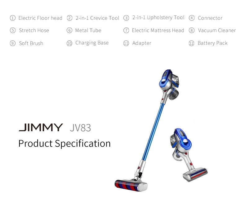 Xiaomi JIMMY JV83 Handheld Wireless Vacuum Cleaner 135AW Suction 60 Min Run Time Anti-winding Hair - Blue