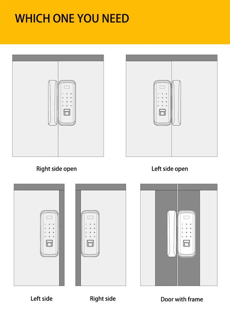 Fingerprint Smart Door Lock Password APP Unlock for Glass Door  - Silver