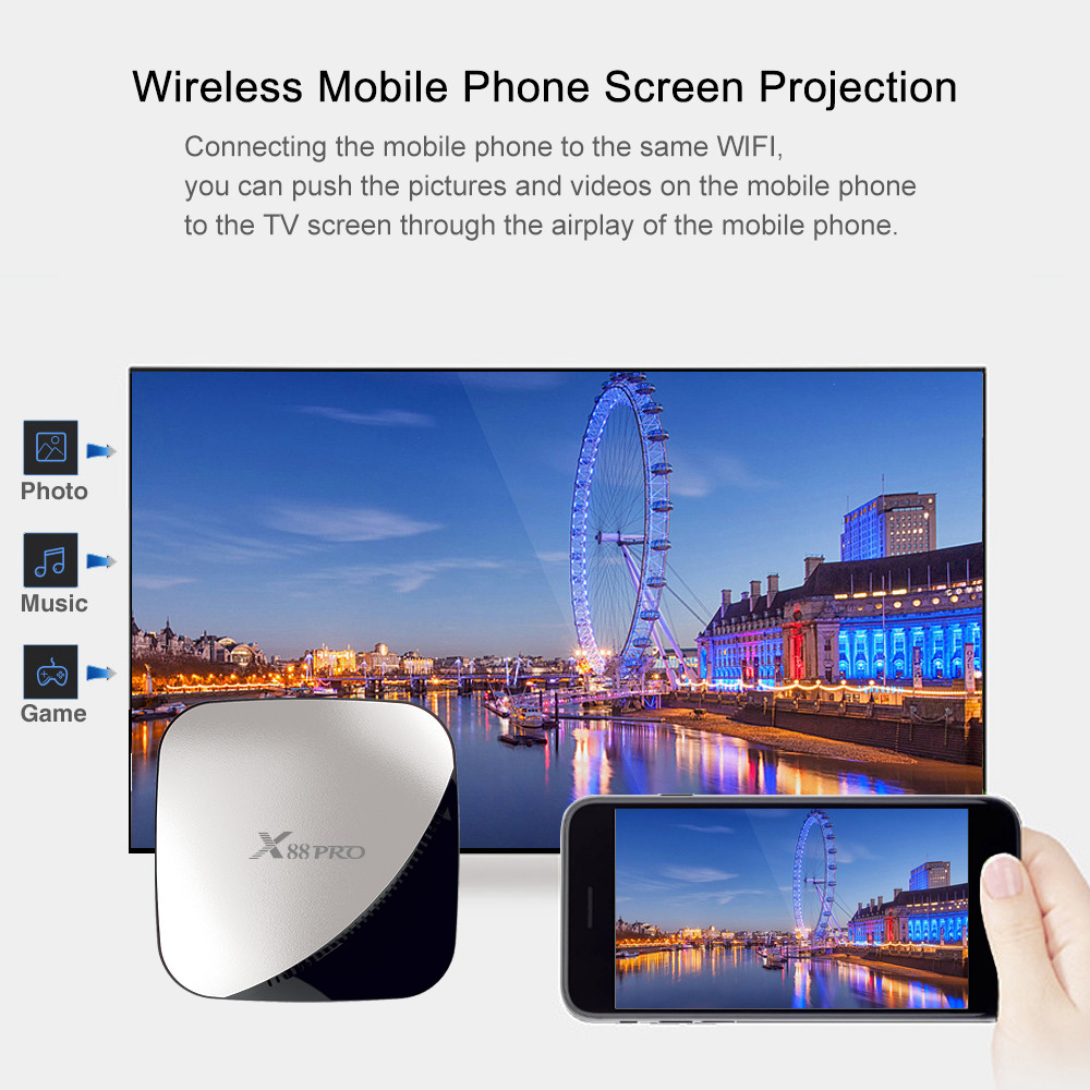 X88 Pro RK3318 Android 9.0 4GB/64GB Mini TV Box YouTube 4K Dual Band WiFi USB3.0