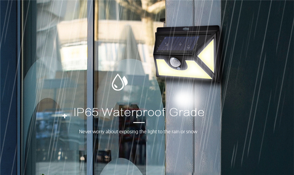 COB 102 LED Solar Lamp Motion Sensor Light IP65 Water Resistant - Black