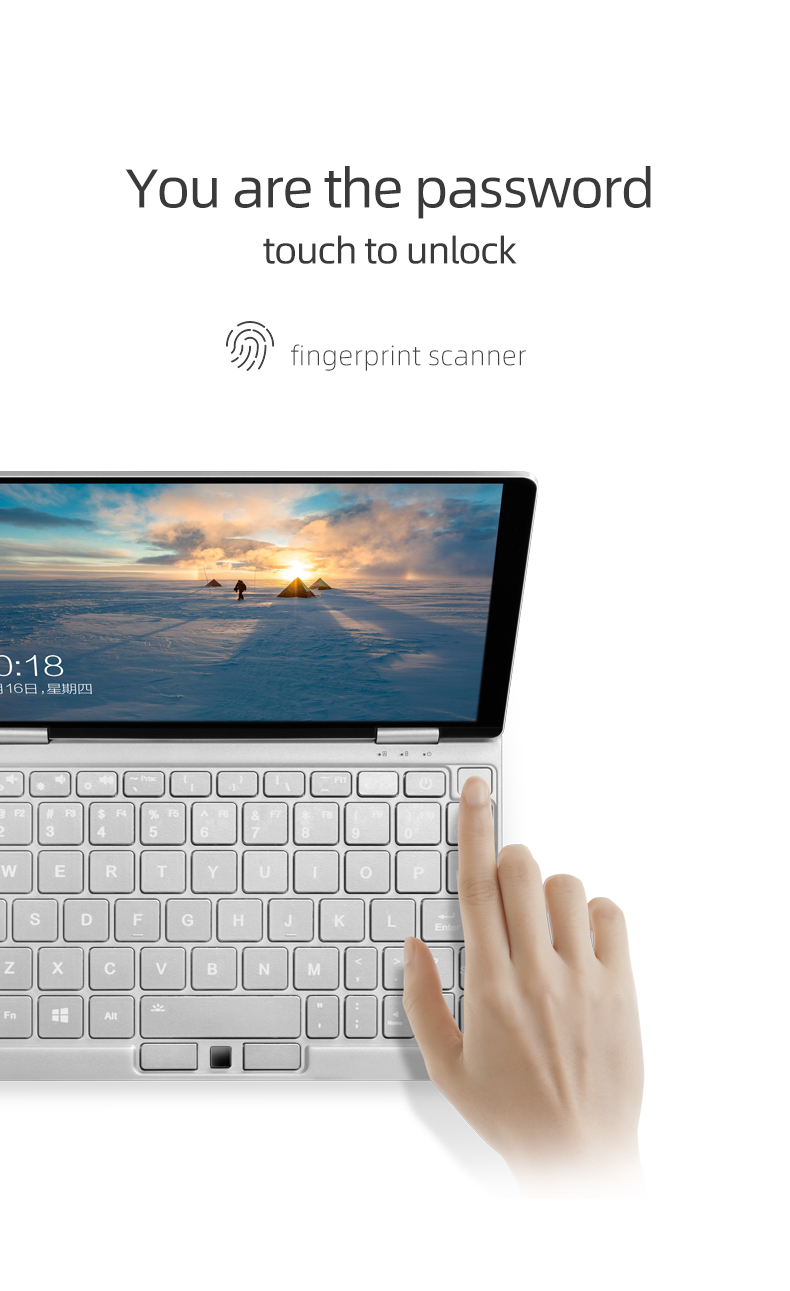 One Netbook One Mix 3 Yoga Pocket Laptop Intel Core M3-8100Y Dual-Core 8.4" IPS Screen 2500*1600 Touch ID Windows 10 8GB DDR3 256GB PCI-E SSD - Silver