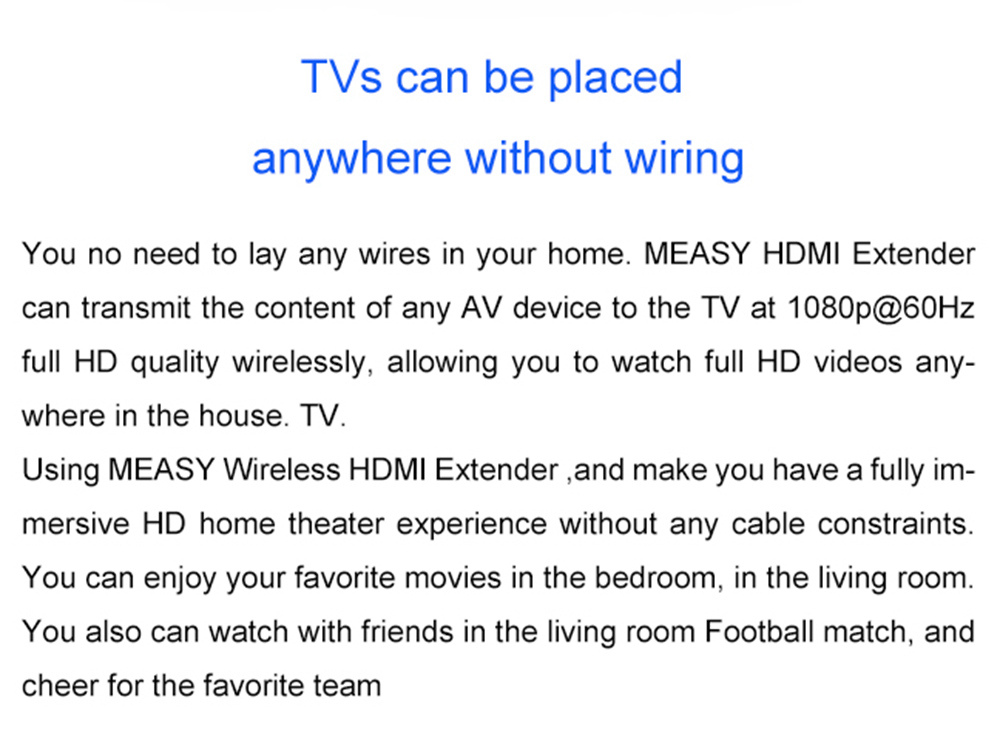 Measy FHD676 Wireless HDMI Extender 1080P 3D HDMI1.4 up to 200M/660FT