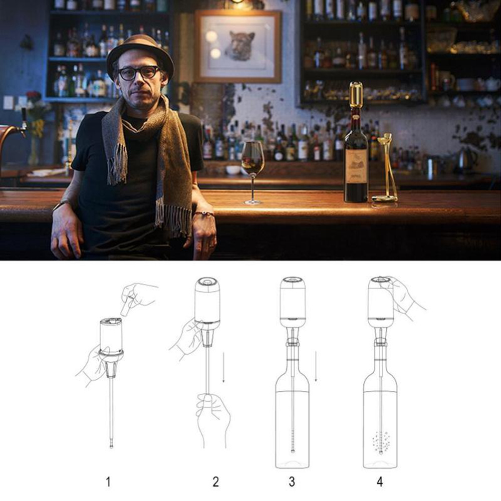 Electric Wine Aerator  or Glass Air Aerating Decanter Diffuser Set - White