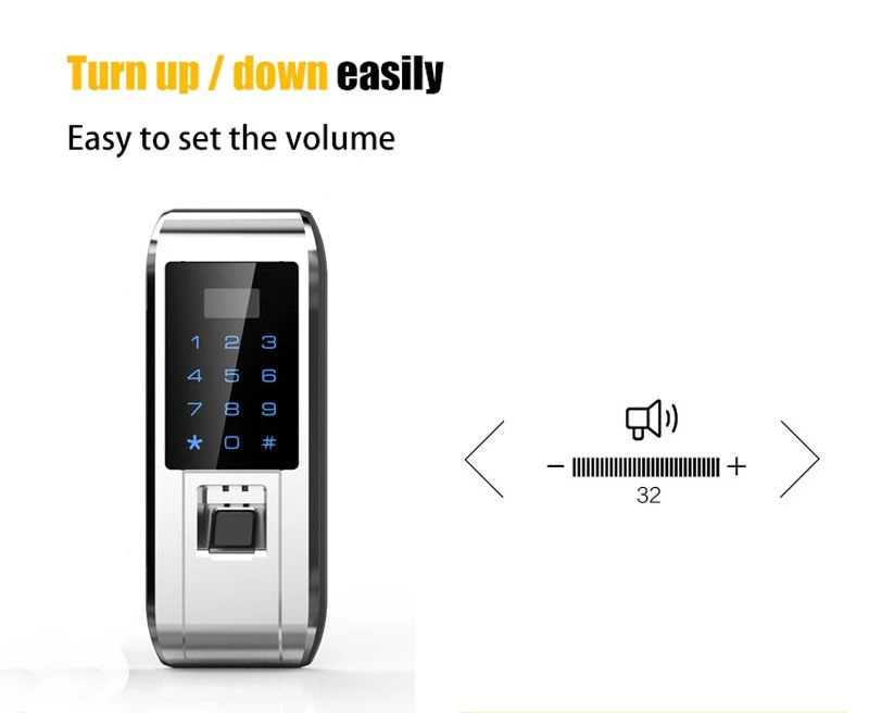 Fingerprint Smart Door Lock Password APP Unlock for Glass Door  - Silver