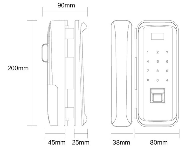 Fingerprint Smart Door Lock Password APP Unlock for Glass Door  - Silver