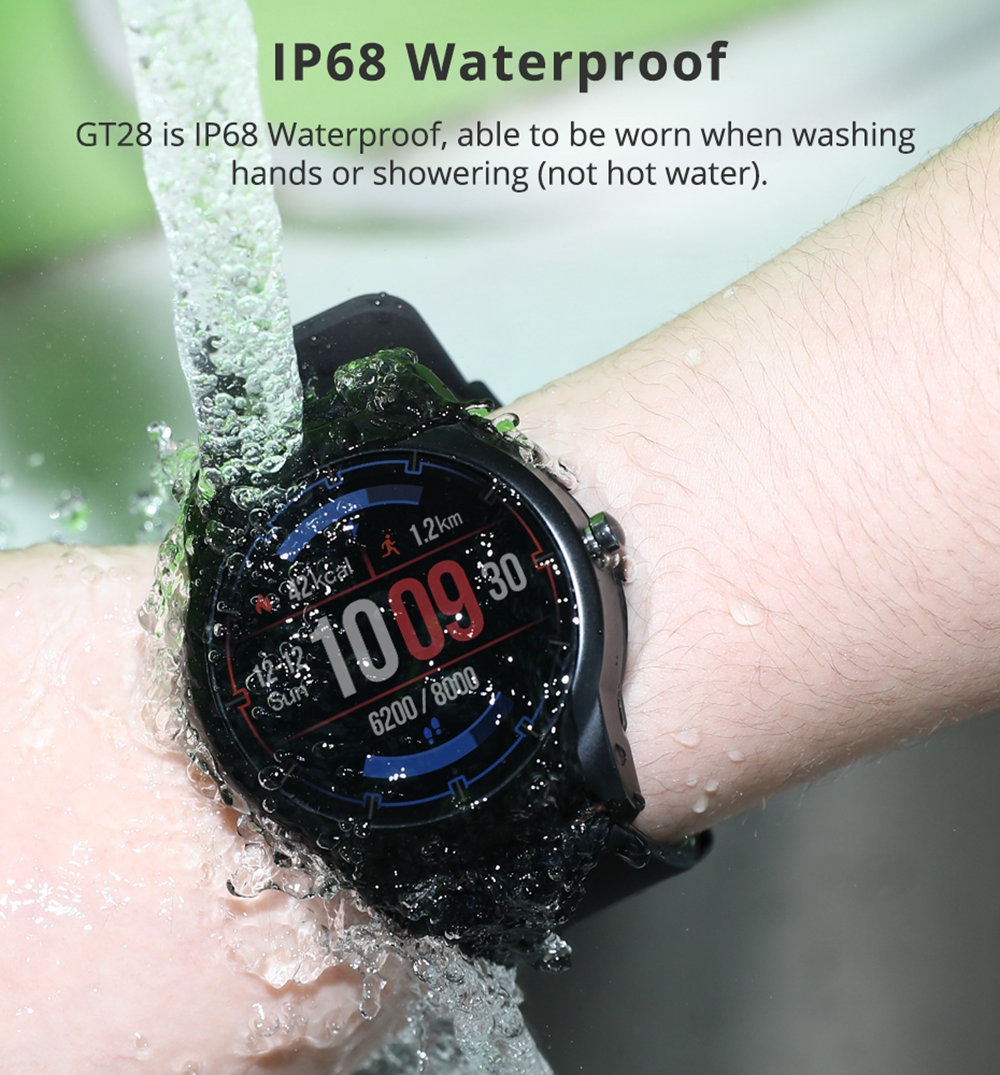 S28 Smart Watch 1.3 Inch IPS Screen Heart Rate Muti-Sports Monitor IP68 Fitness Tracker Smartband - Black