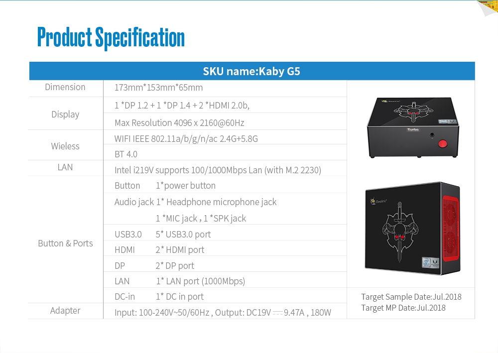 Beelink G5 Intel Kaby Lake G i5-8305G Radeon RX Vega M GL 16GB DDR4 256GB NVME SSD Mini PC 2.4G/5G WIFI Bluetooth Gigabit LAN DP*2 HDMI*2 USB3.0*5