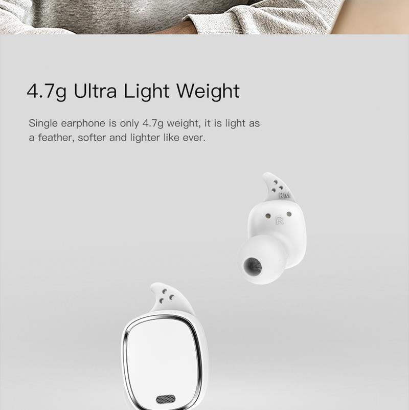 QCY T Vogue TWS Bluetooth 5.0 Earbuds About 4 Hours Working Time Noise Reduction - Silver