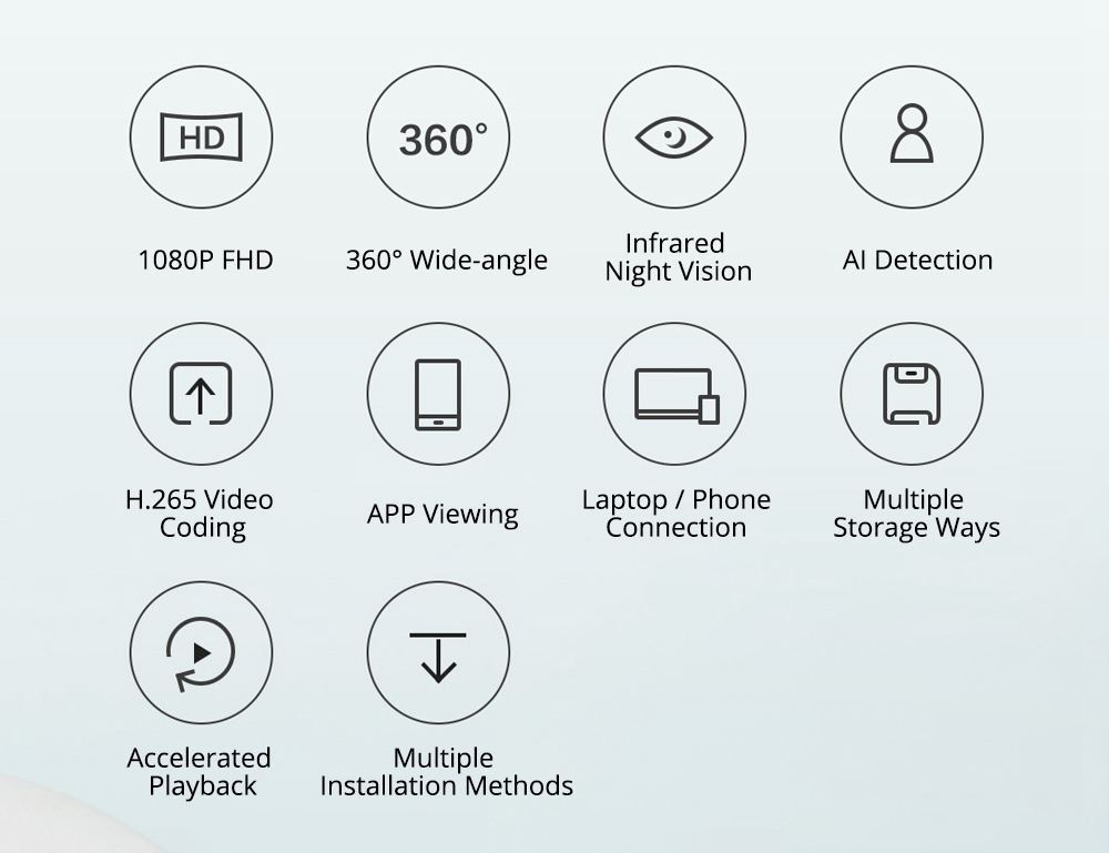 XIAOMI Mijia H.265 1080P IP Camera AI Motion Detection Baby Monitor 360 Pan-tilt Webcam - White