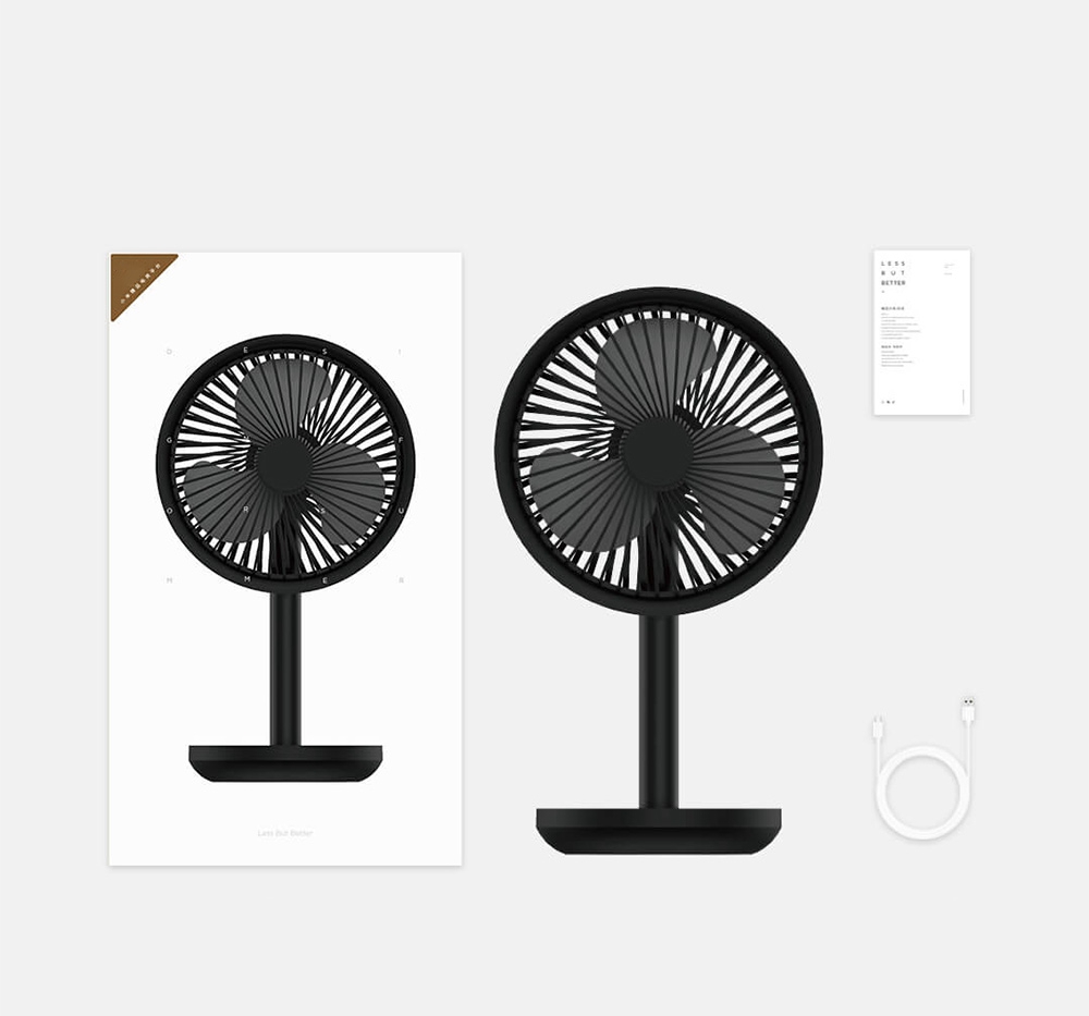 Xiaomi SOLOVE Desktop Fan Three Speeds 4000mAh Removable & Wireless Design Oscillating Fans - Black