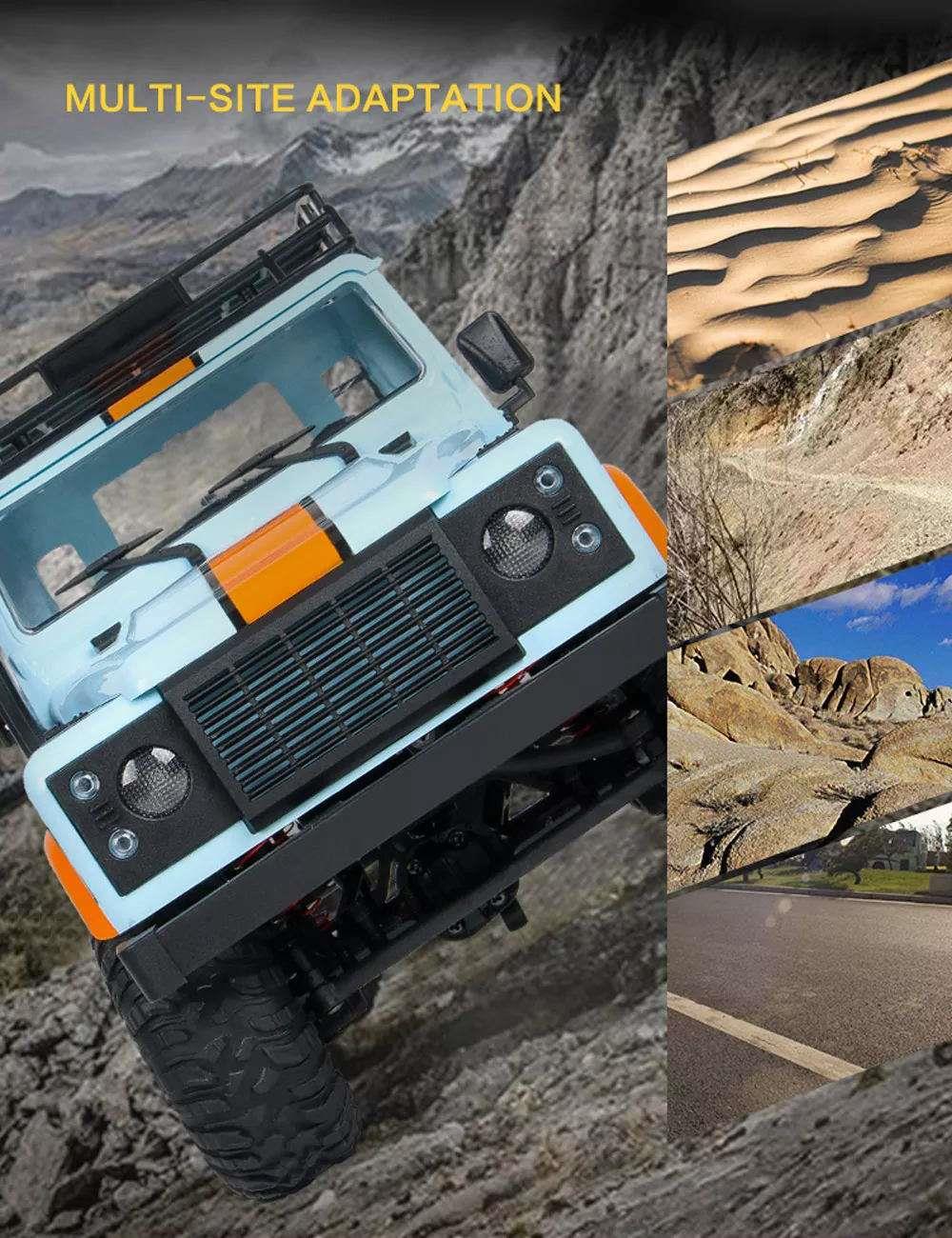 MN Model MN-99 DEFENDER 1/12 4WD 2.4G 2CH Crawler Climbing Truck RC Car With Front LED Light RTR - White