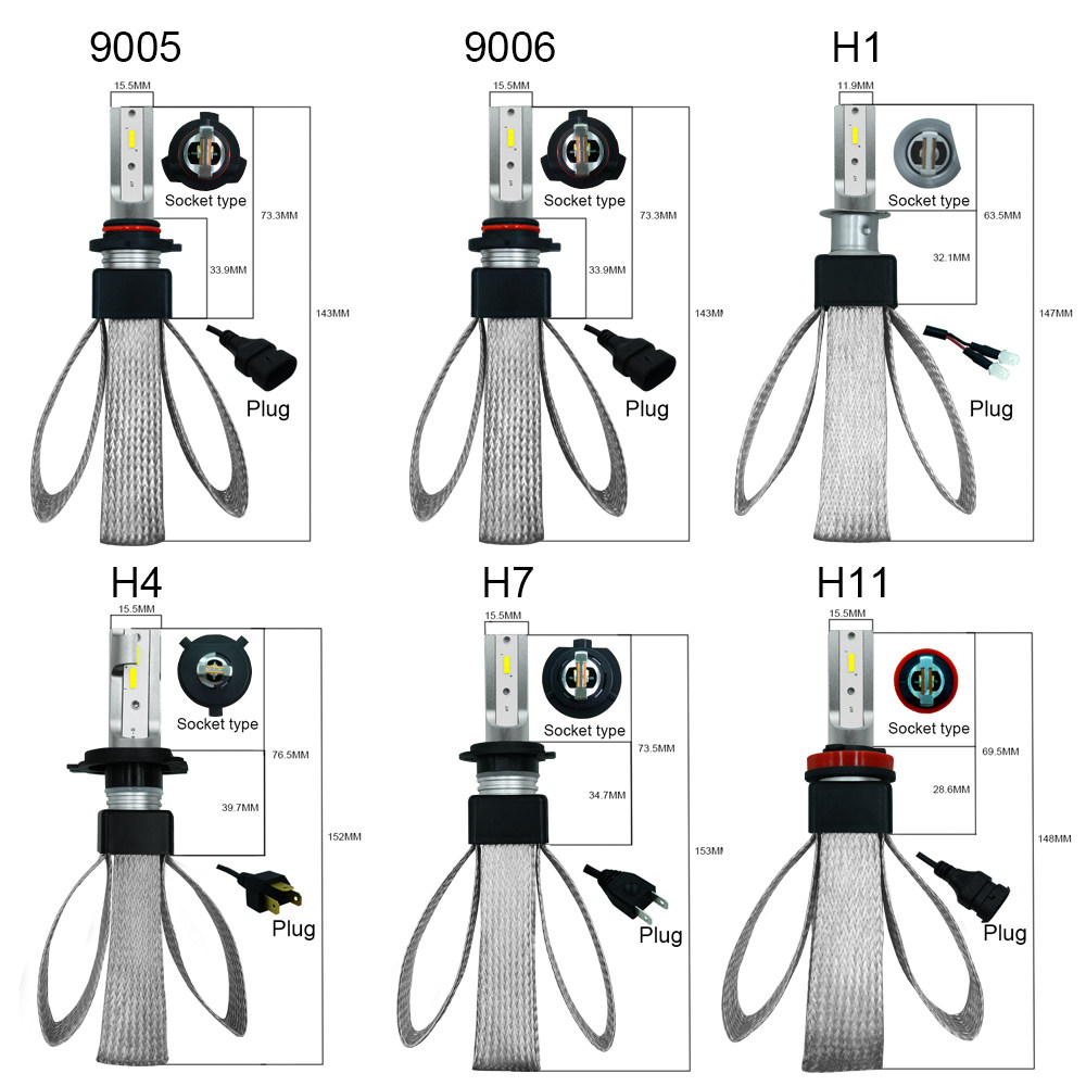 T8-H4/9003/HB2 Car LED Headlight Bulb 60W IP68 6000K 9600 Lumens Extremely Bright Chips Conversion Kit