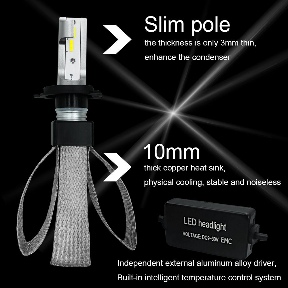T8-H4/9003/HB2 Car LED Headlight Bulb 60W IP68 6000K 9600 Lumens Extremely Bright Chips Conversion Kit