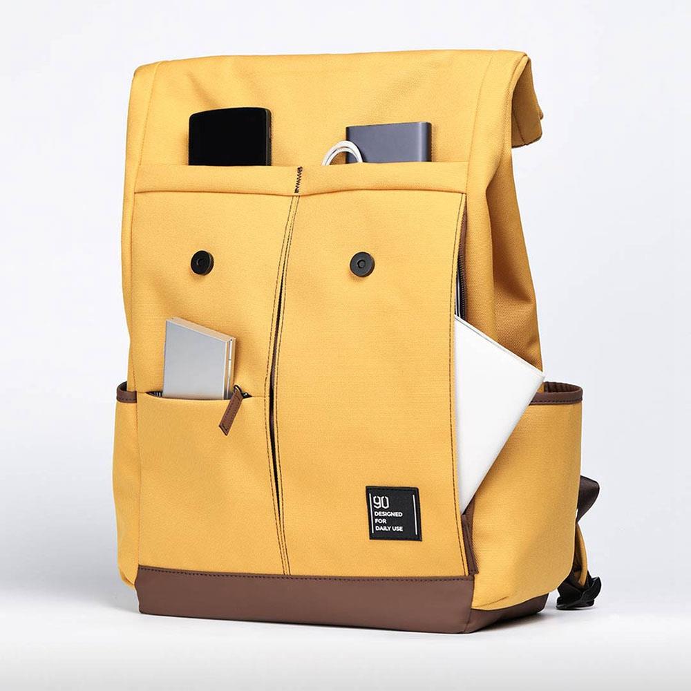 yellow college backpack