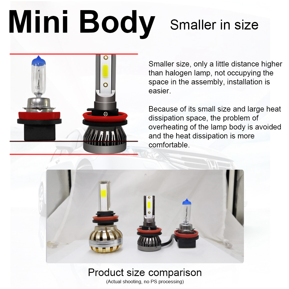 MINI1-9005/HB3/H10 Car LED Headlight Bulb 36W  IP68 6000K 6000 Lumens Extremely Bright Chips Conversion Kit