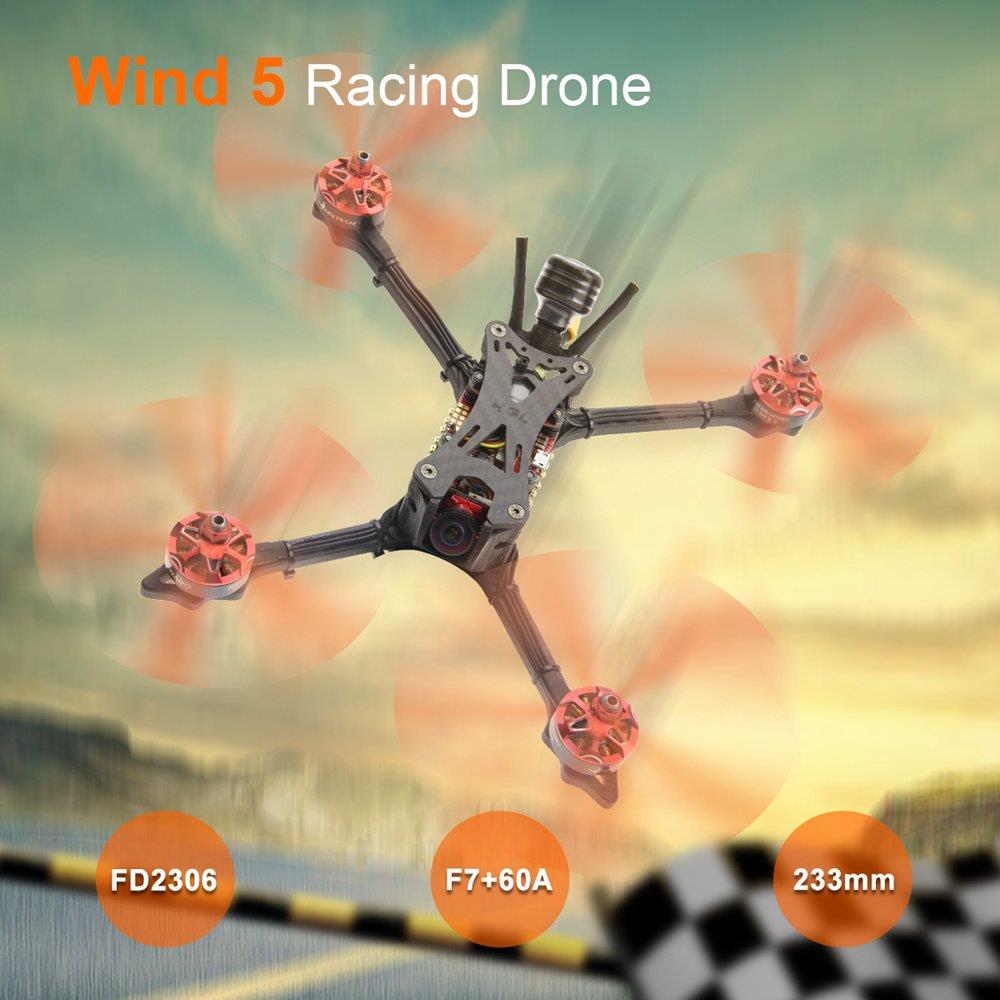 HGLRC Wind5 233mm 5inch 6S FPV Racing RC Drone F7 OSD 60A BLHeli_32 ESC w/ Caddx Ratel Camera PNP - Without Receiver