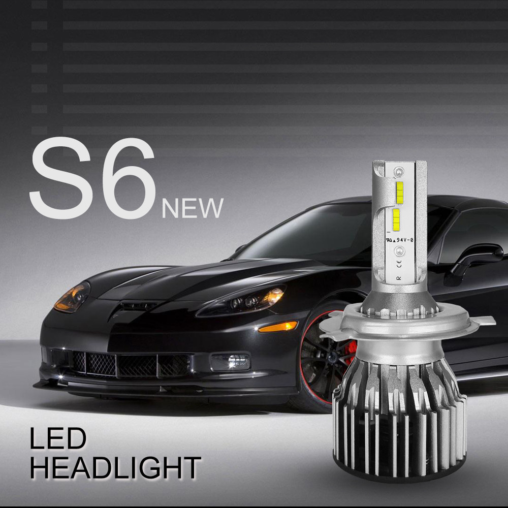 S6-H4/9003/HB2 Car LED Headlight Bulb 60W IP68 6000K 7600 Lumens Extremely Bright Chips Conversion Kit