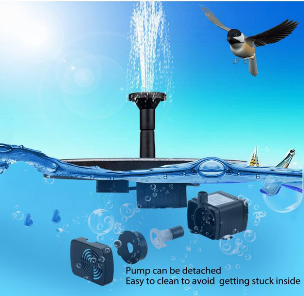 Floating Solar Power Water Pump Fountain Pond For Garden Decor Outdoor Building Decoration - Black