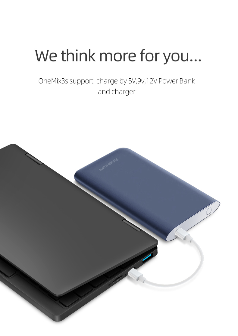 One Netbook One Mix 3S Yoga Pocket Laptop Intel Core M3-8100Y Dual-Core 8.4" IPS Screen 2500*1600 Touch ID Windows 10 16GB DDR3 512GB PCI-E SSD - Black