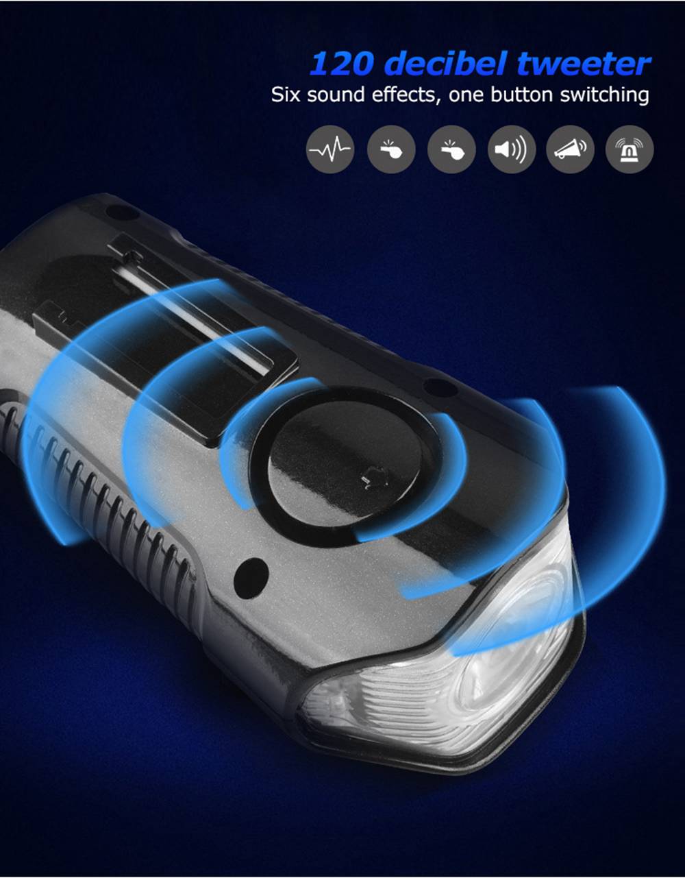 Waterproof Bicycle Light USB Charging With Horn Speed Meter LCD Screen - Blue