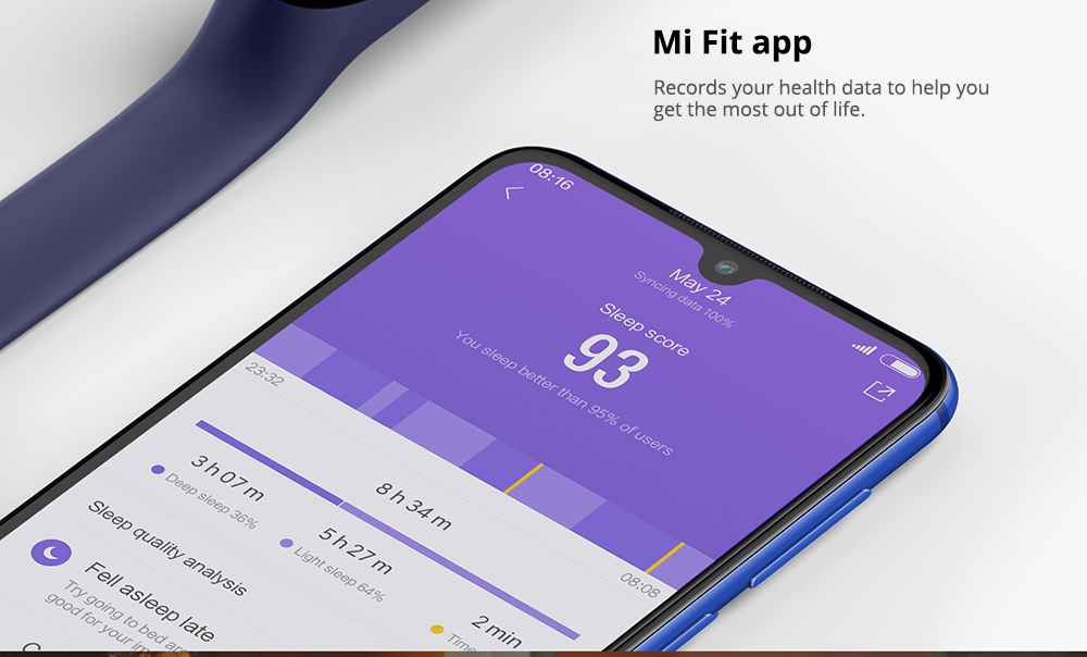 Xiaomi Mi Band 4 Smart Bracelet 0.95 Inch AMOLED Color Screen Built-in Multifunction Heart Rate Monitor 5ATM Water Resistant 20 Days Standby - Black