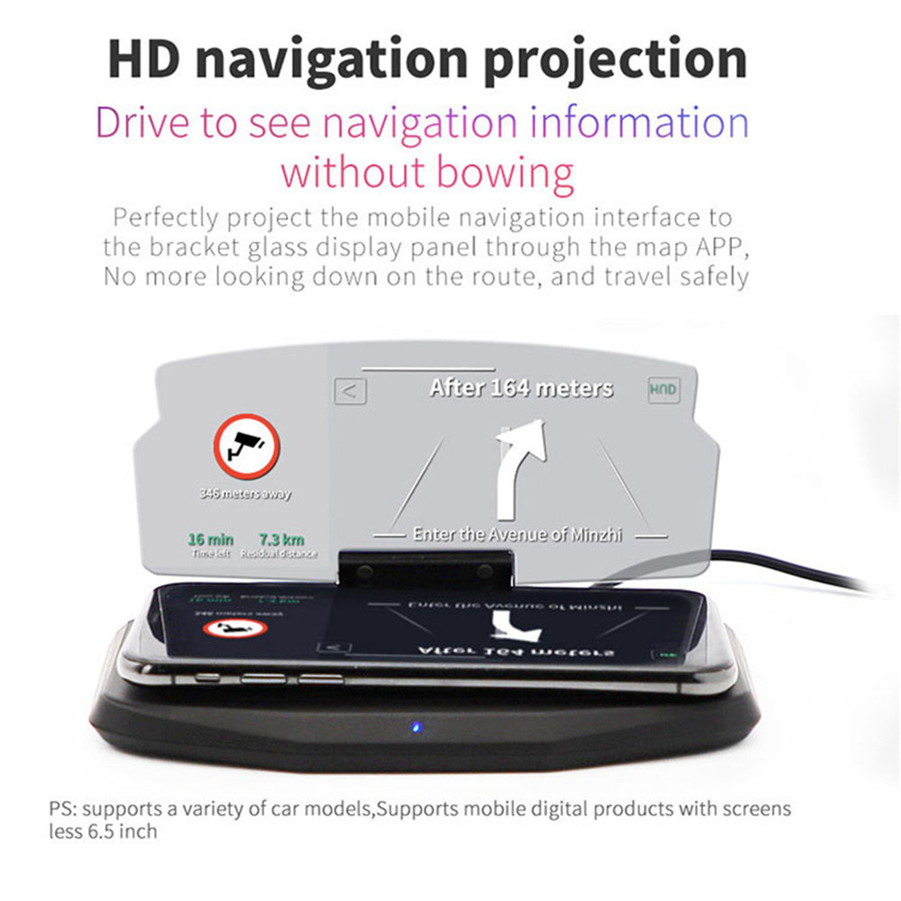 HUD Wireless Charger Charging 5V/1A for iPhone X, iPhone 8 Plus, Samsung S8 - Black