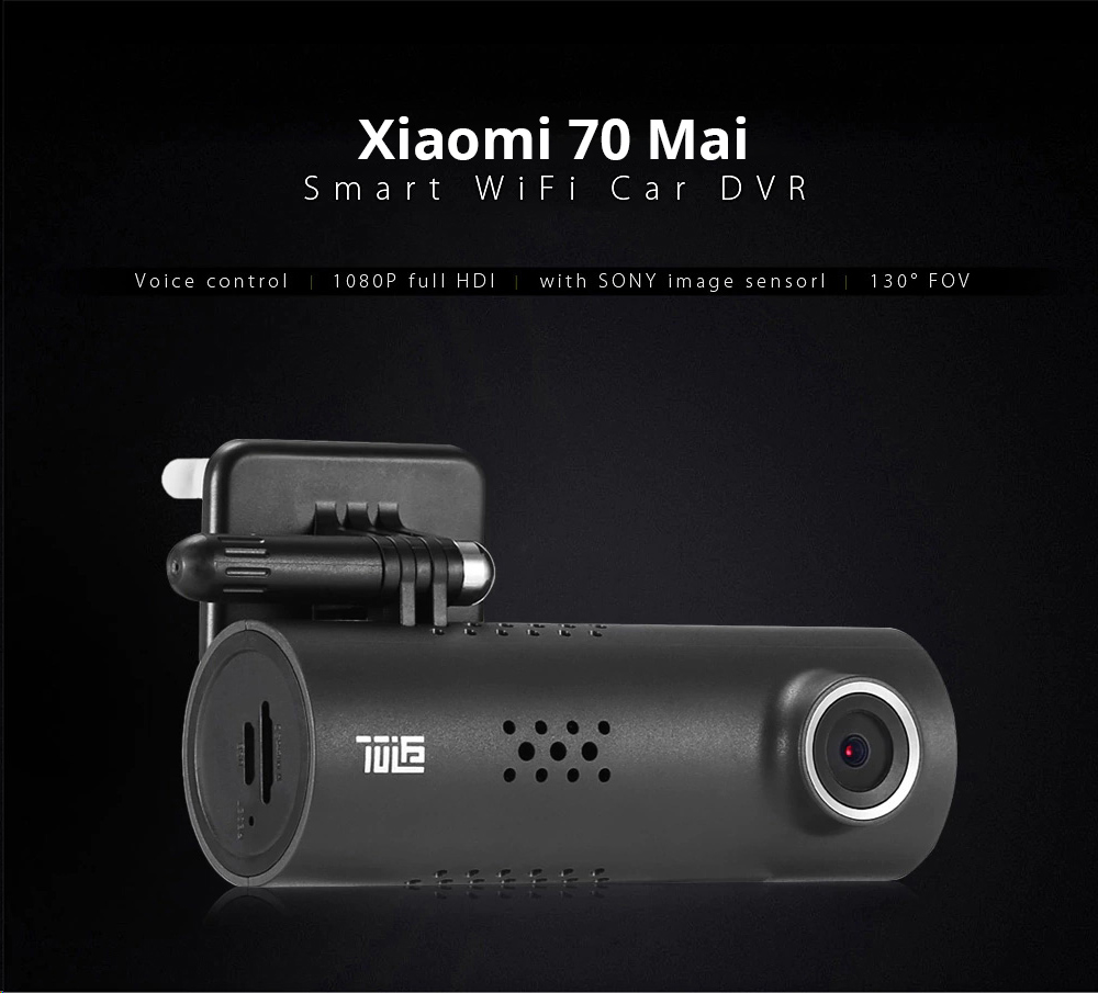 Xiaomi 70 Mai Mstar 8328P Sony IMX323 Smart Car DVR WiFi 1080P FHD 130 Degrees FOV Camera Voice Control International Version - Black