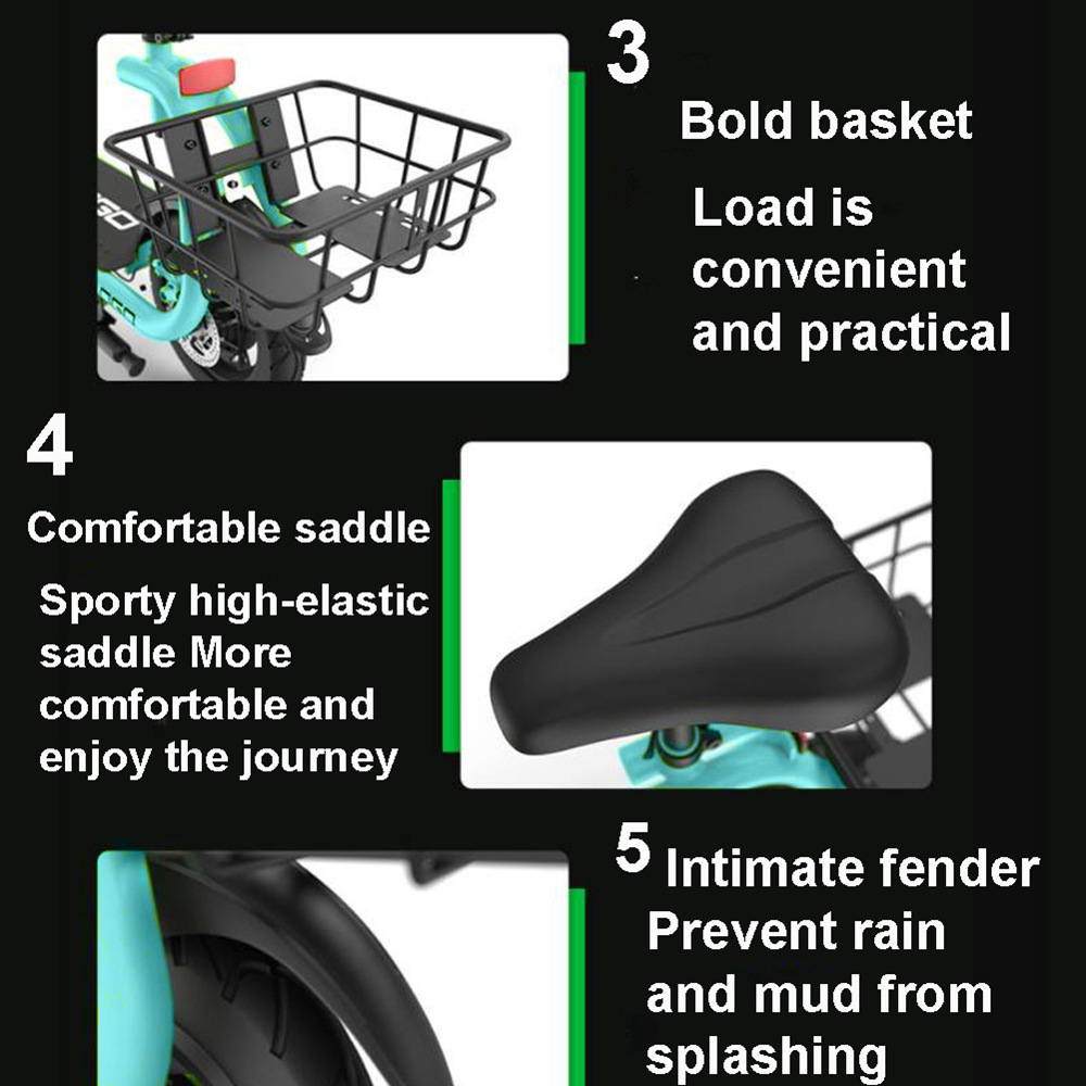 Eswing M11 Folding Electric Scooter 350W Motor 12 Inch Tire Double Disc Brake System-Green
