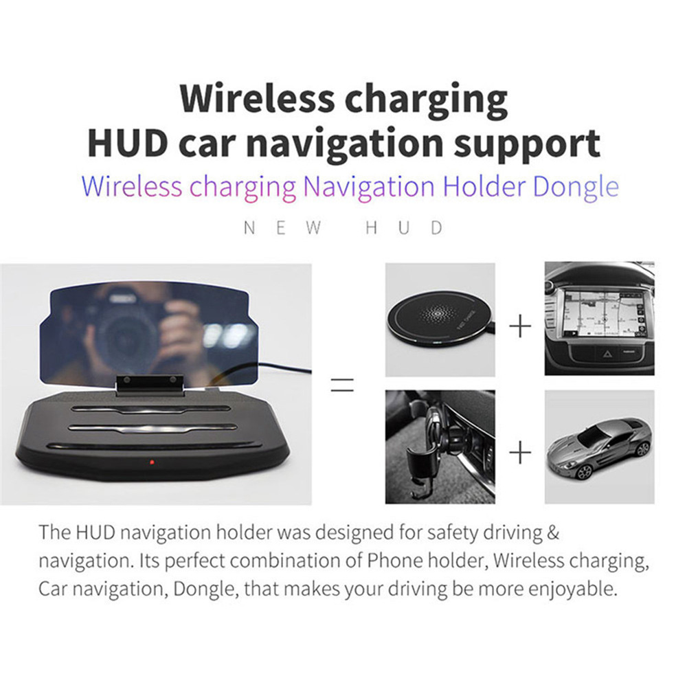 HUD Wireless Charger Charging 5V/1A for iPhone X, iPhone 8 Plus, Samsung S8 - Black