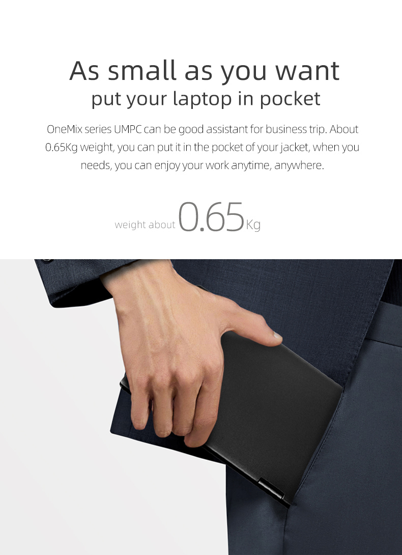 One Netbook One Mix 3S Yoga Pocket Laptop Intel Core M3-8100Y Dual-Core 8.4" IPS Screen 2500*1600 Touch ID Windows 10 16GB DDR3 512GB PCI-E SSD - Black