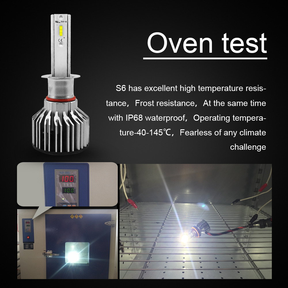 S6-H1 Car LED Headlight Bulb 60W  IP68 6000K 7600 Lumens Extremely Bright Chips Conversion Kit