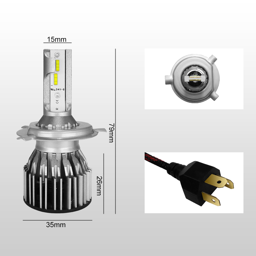 S6 H4/9003/HB2 Car LED Headlight Bulb 60W IP68 6000K 7600 Lumens