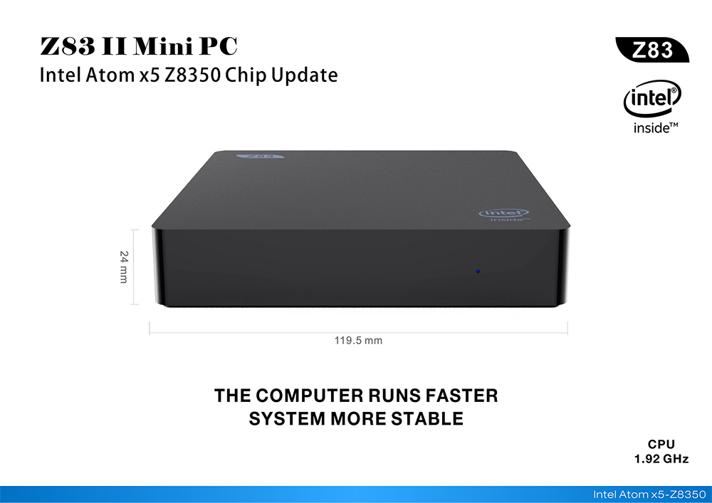 Beelink Z83II Windows 10 64Bit Intel Atom X5 Z8350 4K MINI PC 4GB/64GB 2.4G/5.8G WIFI Gigabit LAN Bluetooth HDMI USB3.0