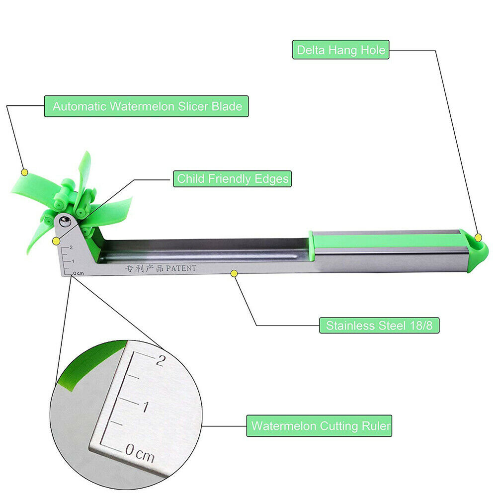 Watermelon Cutter Windmill Shape Plastic Slicer for Cutting Watermelon Cantaloupe - Green