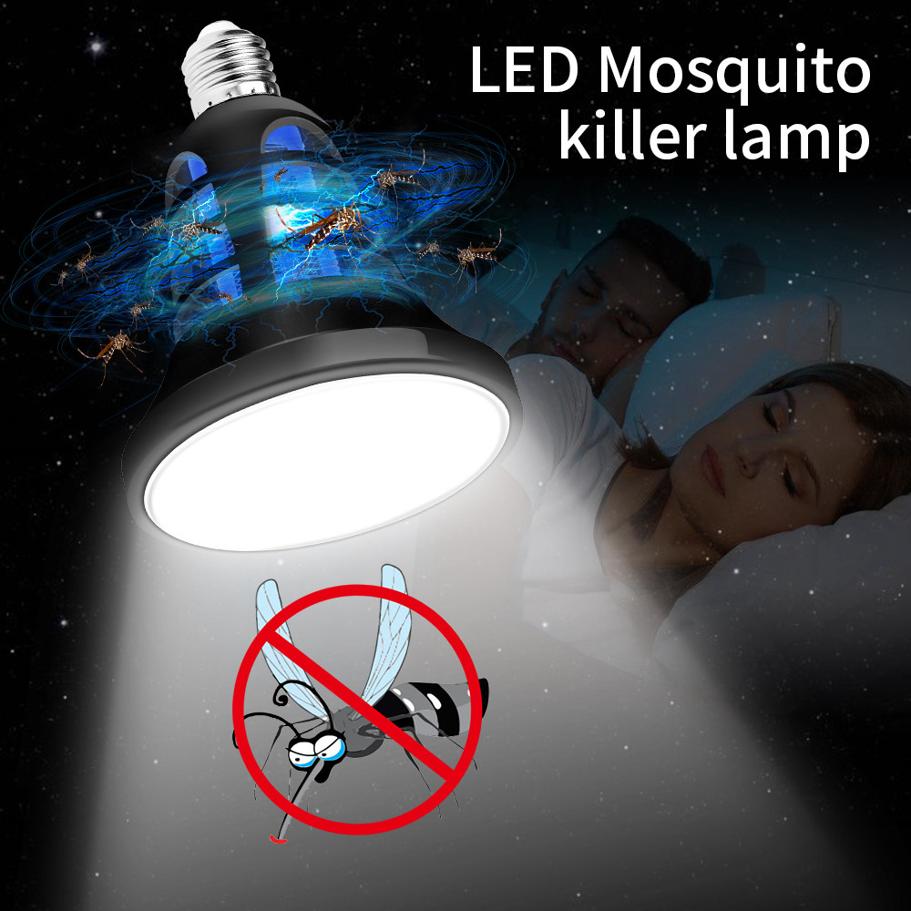 E26 LED Mosquito Trap Lamp Indoor Insect Killer Light 110V - Black