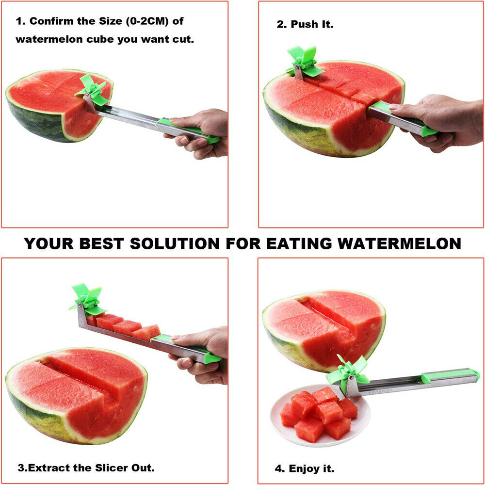 Watermelon Cutter Windmill Shape Plastic Slicer for Cutting Watermelon Cantaloupe - Green