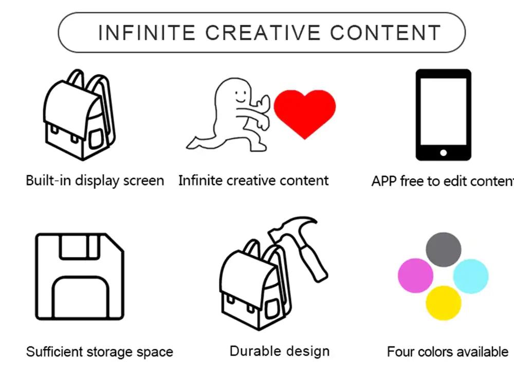 Unisex Creative Design LED Display Screen Backpack APP Control Pattern Free to Change - Blue