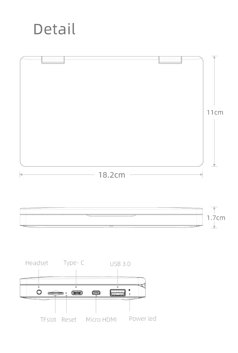 One Netbook One Mix 1S Yoga Pocket Laptop Intel Celeron 3965Y Dual-Core 7" IPS Screen 1920*1200 Touch ID Windows 10 8GB DDR3 128GB PCI-E SSD - Silver