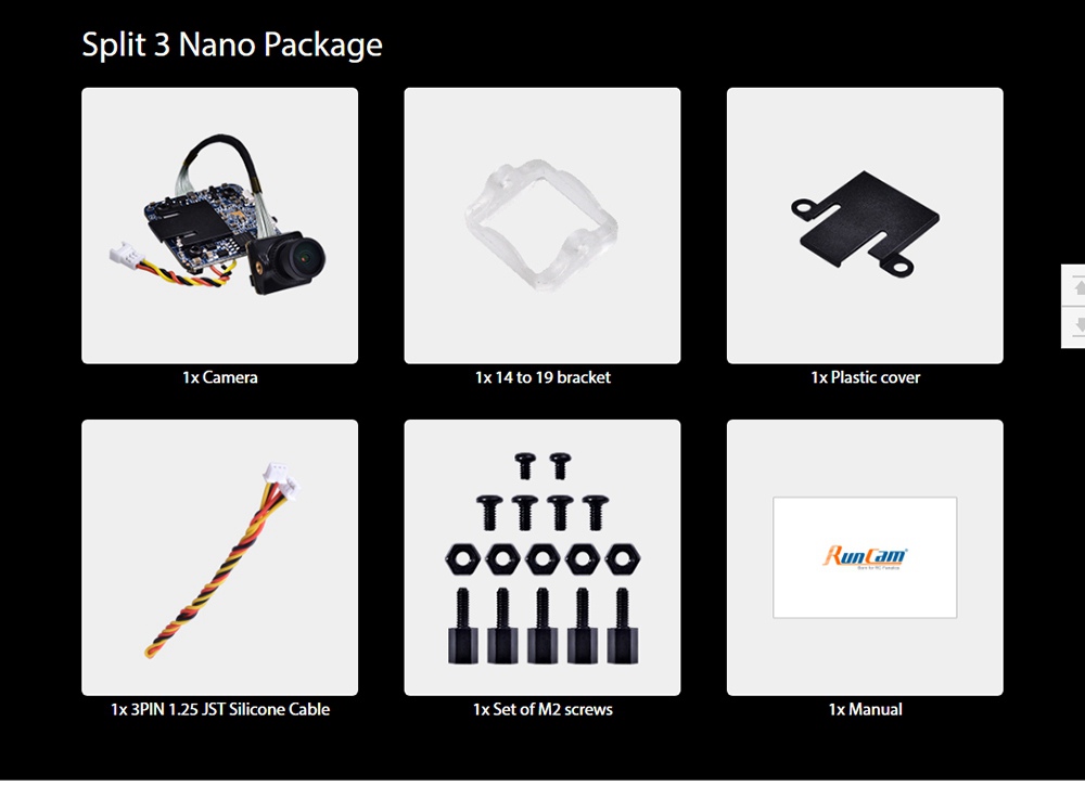 Runcam Split 3 Nano 1080P/60fps 165 Degree HD Recording DVR WDR MINI FPV Camera For FPV Racing RC Drone