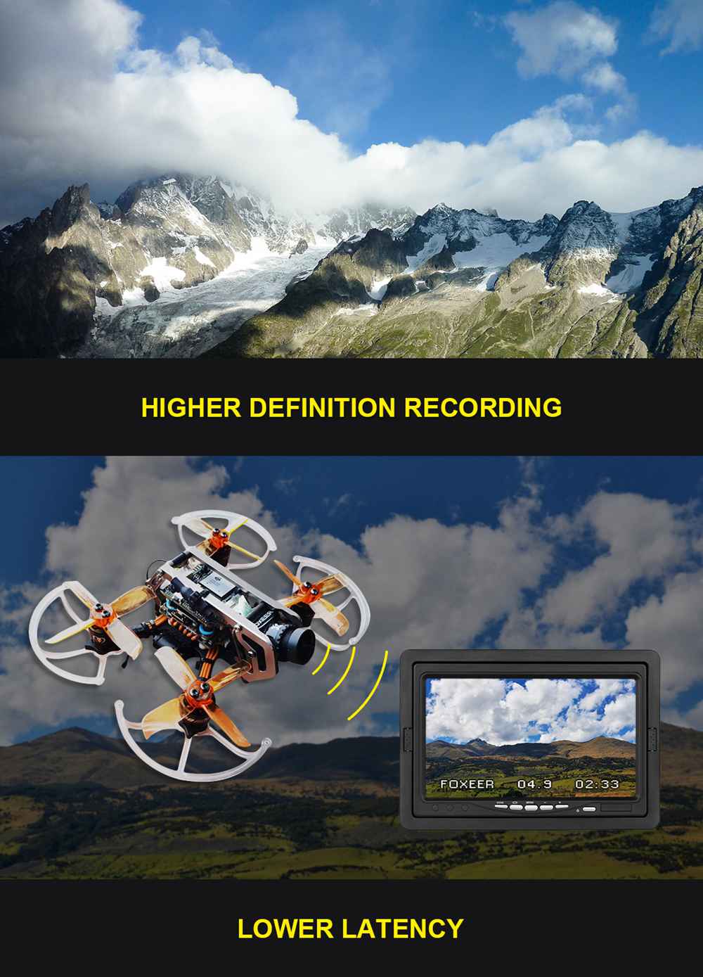 Foxeer MIX 2 1080P 60fps FOV 155 Degree DVR HD Recording MINI FPV Camera Low Latency No Freeze For FPV Racing RC Drone - Black
