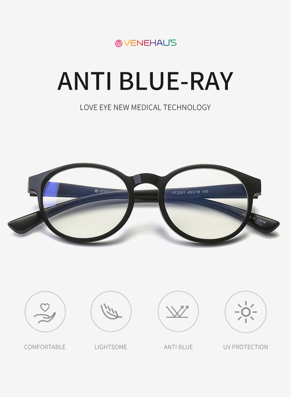 VENEHAUS Anti Blue Ray Glasses Blue