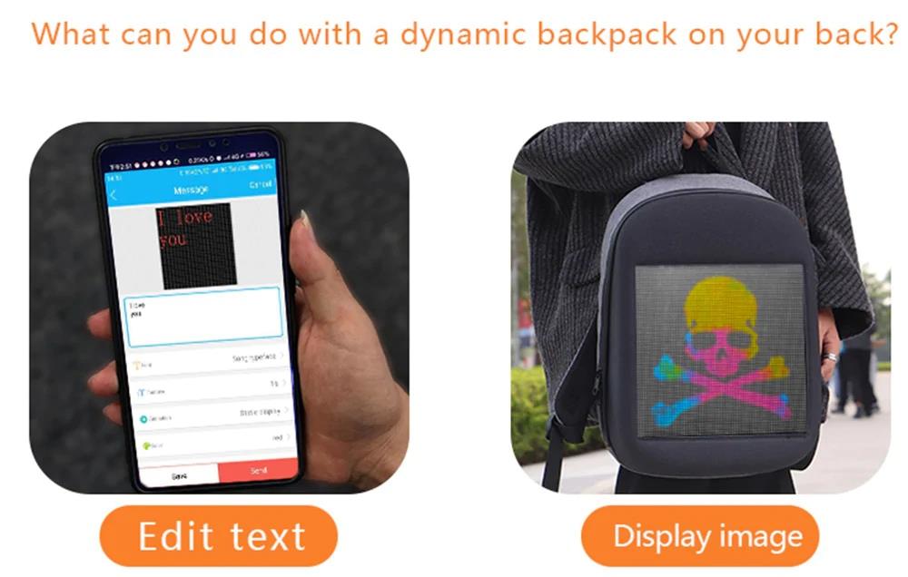 Pack application. Светодиодный Водонепроницаемый рюкзак с дисплеем. Реклама на рюкзаках с дисплеем. Amusing led рюкзак приложение. Рюкзак с led экраном.