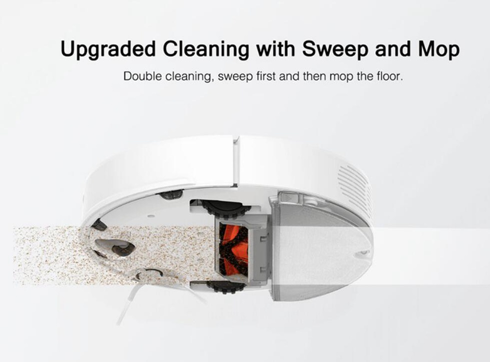 Roborock S50 Robot Vacuum Cleaner 2 APP Virtual Wall Automatic Area   Cleaning 2000pa Suction 2 in 1 Sweeping Mopping Function LDS Path   Planning 5200mAh Battery EU Plug - White