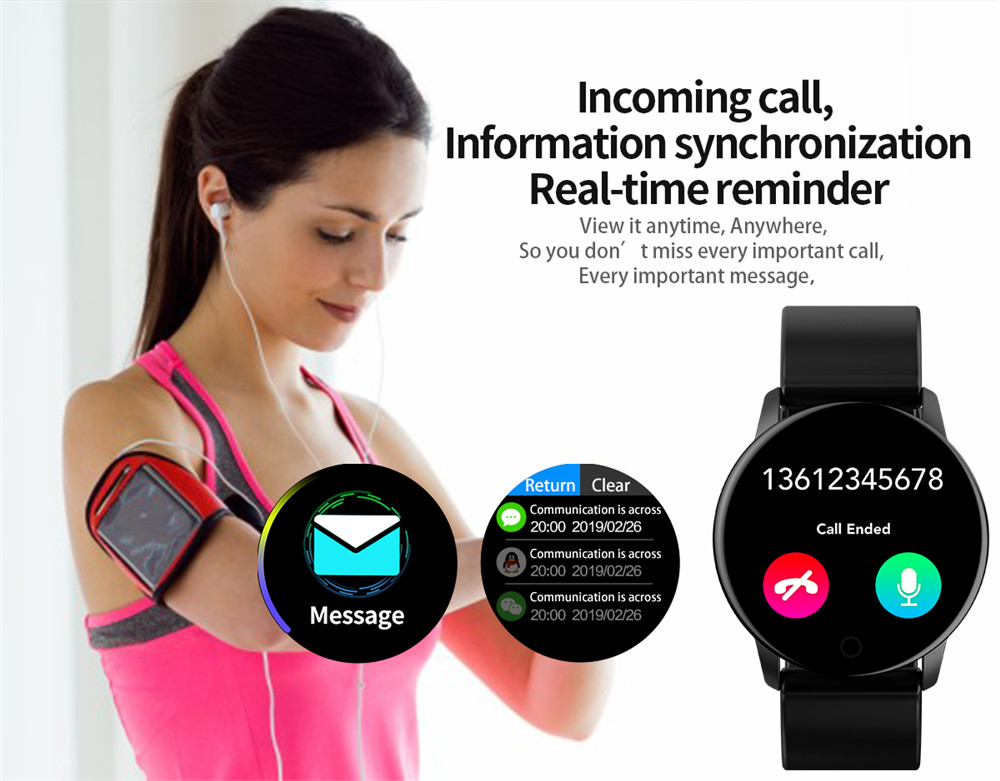 Makibes Q20 Smartwatch Blood Pressure Monitor 1.22 Inch IPS Screen IP67 Water Resistant Heart Rate Sleep Tracker Metal Strap - Pink