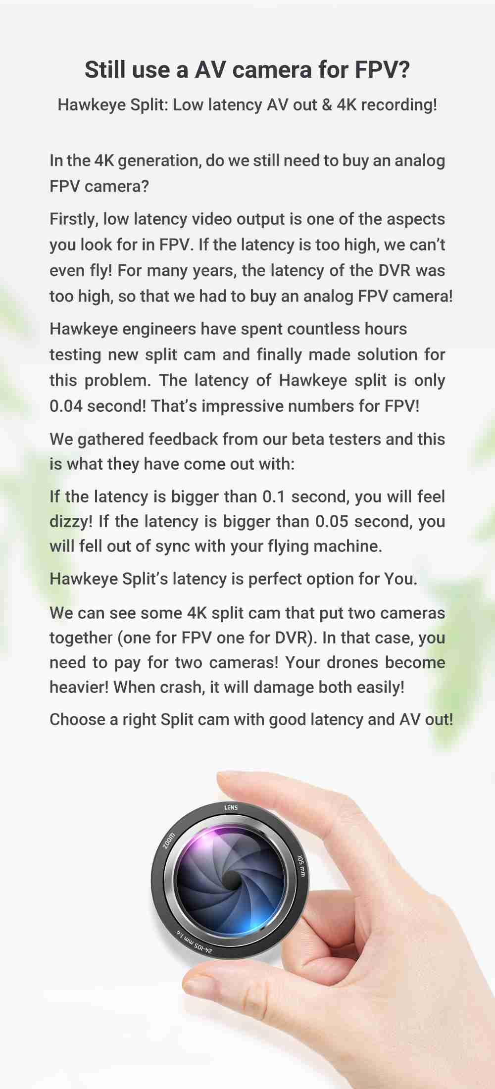 Hawkeye Firefly Split 4K 12MP Single Board HD Recording DVR WDR FPV MINI Camera For FPV Racing RC Drone