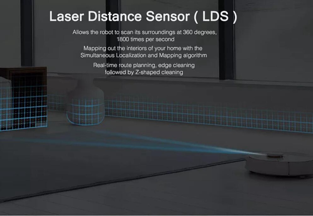 Roborock S50 Robot Vacuum Cleaner 2 APP Virtual Wall Automatic Area   Cleaning 2000pa Suction 2 in 1 Sweeping Mopping Function LDS Path   Planning 5200mAh Battery EU Plug - White