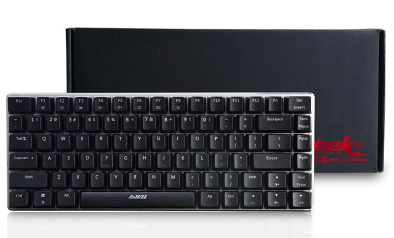 Ajazz AK33 Wired Mechanical Keyboard Black Switches Full White Backlight 82 Keys - Black