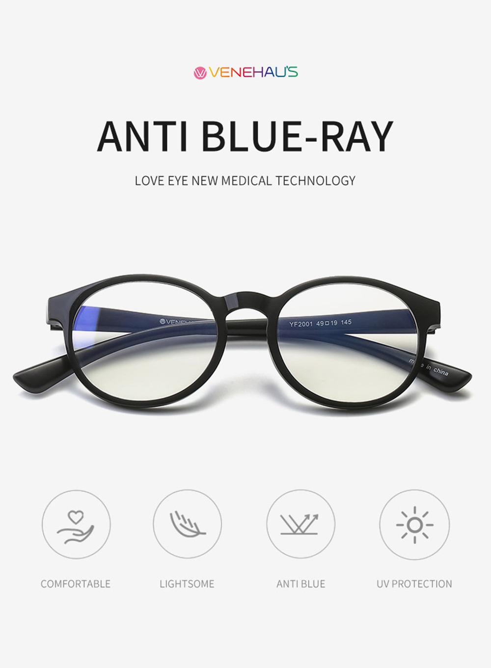 VENEHAUS Anti Blue Ray Glasses Gray