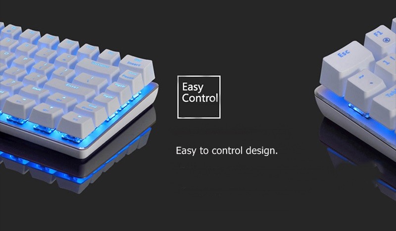 Ajazz AK33 Wired Mechanical Keyboard Black Switches Full White Backlight 82 Keys - Black