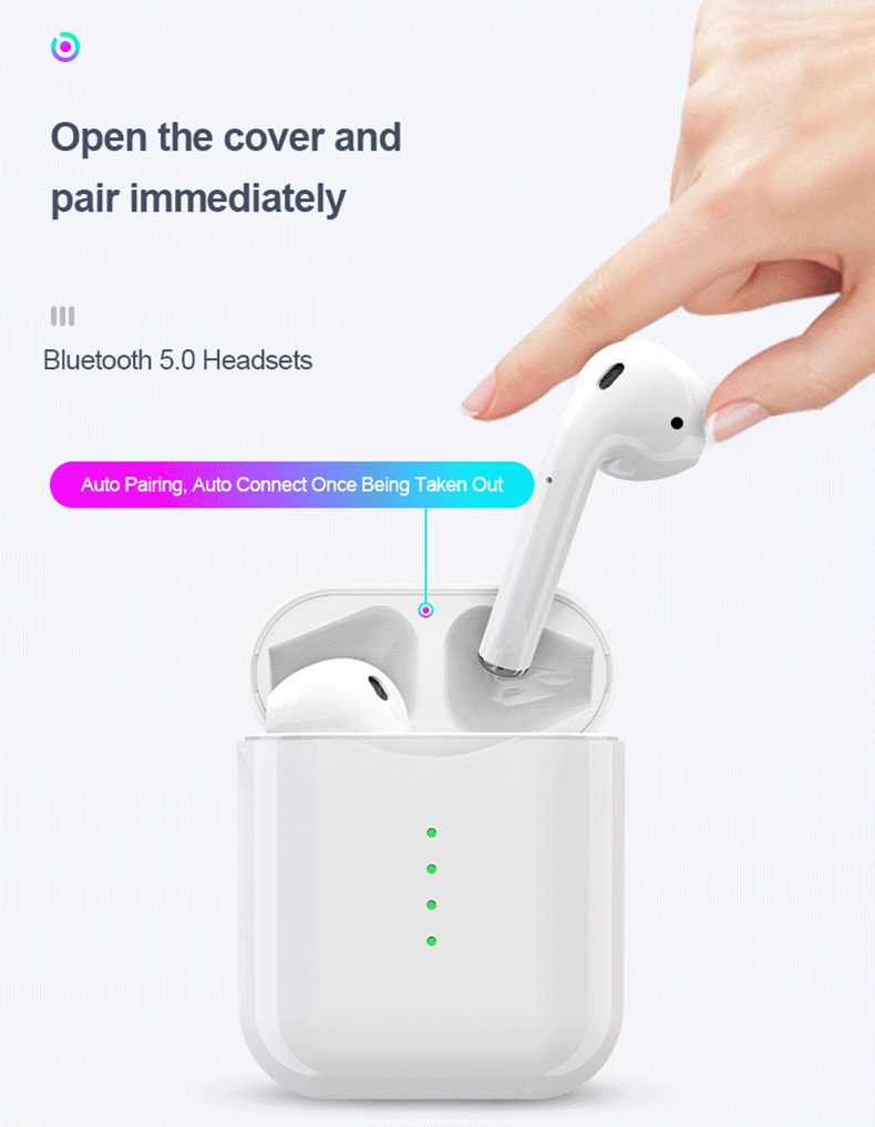 i10 TWS Bluetooth 5.0 Earbuds Tap Control Automatically Pairing - White